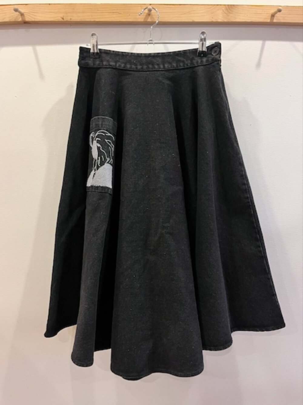 Batsheva black/dark grey denim circle skirt size 4 like new